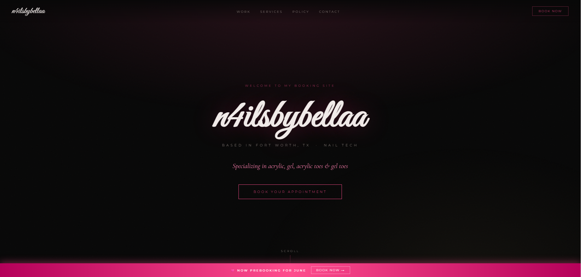 Bella's Nails website screenshot